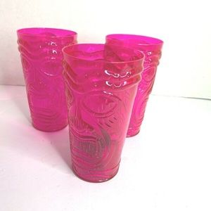 Dark Pink New Lot of 3 Tiki Totem Pole Cups Tumber